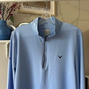 Callaway Sky Blue Quarter-Zip Golf Pullover with Black Accents